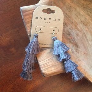 Gray tassel earrings
